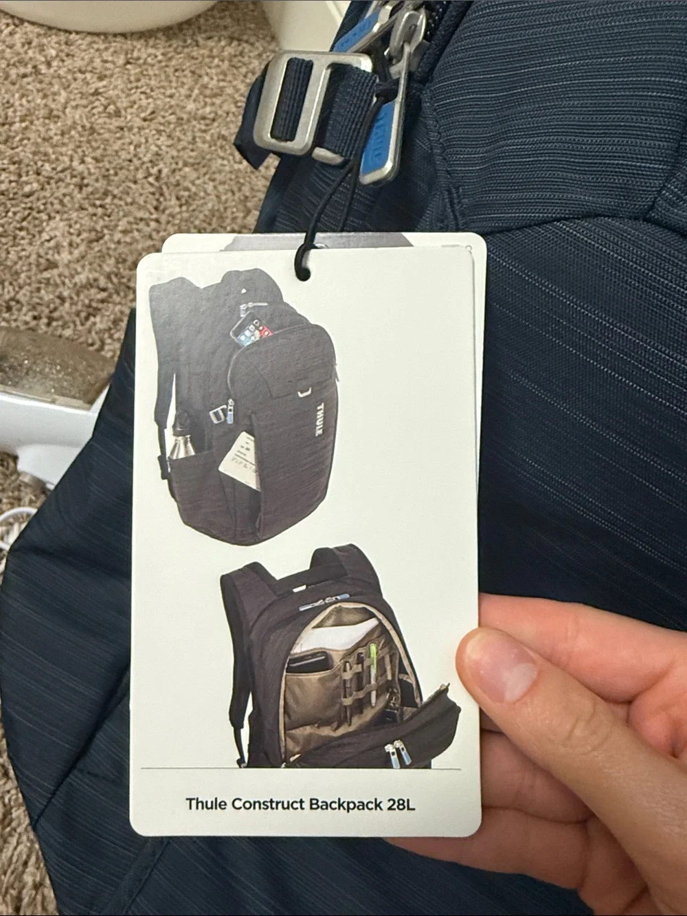 Thule Men's Carbon Blue Backpack with Vertical Logo